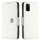 For Samsung Galaxy A41 Rhombic Texture Flip Leather Phone Case with Lanyard(White) - 2