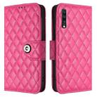For Samsung Galaxy A70 / A70s Rhombic Texture Flip Leather Phone Case with Lanyard(Rose Red) - 2