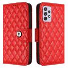 For Samsung Galaxy A72 4G / 5G Rhombic Texture Flip Leather Phone Case with Lanyard(Red) - 2