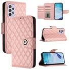 For Samsung Galaxy A72 4G / 5G Rhombic Texture Flip Leather Phone Case with Lanyard(Coral Pink) - 1