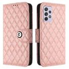 For Samsung Galaxy A72 4G / 5G Rhombic Texture Flip Leather Phone Case with Lanyard(Coral Pink) - 2