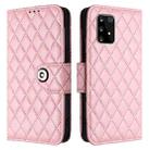 For Samsung Galaxy A91 / M80s Rhombic Texture Flip Leather Phone Case with Lanyard(Pink) - 2