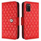 For Samsung Galaxy A03s 164mm Rhombic Texture Flip Leather Phone Case with Lanyard(Red) - 2