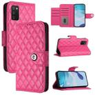 For Samsung Galaxy A03s 164mm Rhombic Texture Flip Leather Phone Case with Lanyard(Rose Red) - 1