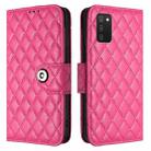 For Samsung Galaxy A03s 164mm Rhombic Texture Flip Leather Phone Case with Lanyard(Rose Red) - 2