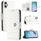 For Samsung Galaxy A06 5G Rhombic Texture Flip Leather Phone Case with Lanyard(White) - 1