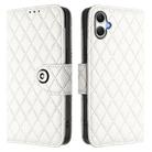 For Samsung Galaxy A06 5G Rhombic Texture Flip Leather Phone Case with Lanyard(White) - 2