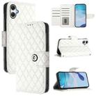 For Samsung Galaxy A07 4G Rhombic Texture Flip Leather Phone Case with Lanyard(White) - 1