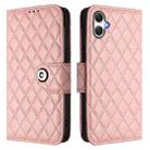 For Samsung Galaxy A07 4G Rhombic Texture Flip Leather Phone Case with Lanyard(Coral Pink) - 2