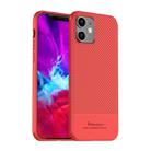 For iPhone 12 / 12 Pro iPAKY Carbon Fiber Texture Soft TPU Case(Red) - 1