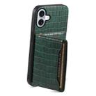 For iPhone 16 Crocodile Texture Card Bag Design Full Coverage Phone Case(Green) - 3