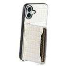 For iPhone 16 Crocodile Texture Card Bag Design Full Coverage Phone Case(White) - 3