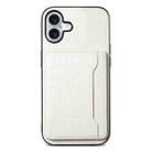 For iPhone 16 Plus Crocodile Texture Card Bag Design Full Coverage Phone Case(White) - 1