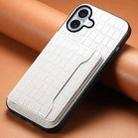 For iPhone 16 Plus Crocodile Texture Card Bag Design Full Coverage Phone Case(White) - 2