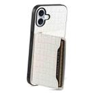 For iPhone 16 Plus Crocodile Texture Card Bag Design Full Coverage Phone Case(White) - 3