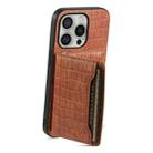 For iPhone 16 Pro Crocodile Texture Card Bag Design Full Coverage Phone Case(Brown) - 3