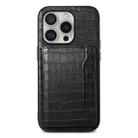 For iPhone 16 Pro Crocodile Texture Card Bag Design Full Coverage Phone Case(Black) - 1