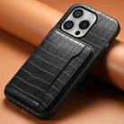 For iPhone 16 Pro Crocodile Texture Card Bag Design Full Coverage Phone Case(Black) - 2