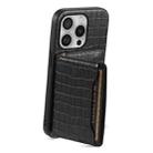 For iPhone 16 Pro Crocodile Texture Card Bag Design Full Coverage Phone Case(Black) - 3