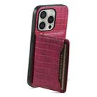 For iPhone 16 Pro Crocodile Texture Card Bag Design Full Coverage Phone Case(Red) - 3