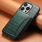 For iPhone 16 Pro Max Crocodile Texture Card Bag Design Full Coverage Phone Case(Green) - 2