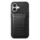 For iPhone 17 Crocodile Texture Card Bag Design Full Coverage Phone Case(Black) - 1