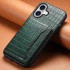 For iPhone 17 Crocodile Texture Card Bag Design Full Coverage Phone Case(Green) - 2