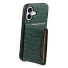 For iPhone 17 Crocodile Texture Card Bag Design Full Coverage Phone Case(Green) - 3