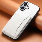For iPhone 17 Crocodile Texture Card Bag Design Full Coverage Phone Case(White) - 2