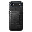 For iPhone 17 Air Crocodile Texture Card Bag Design Full Coverage Phone Case(Black) - 1