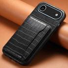 For iPhone 17 Air Crocodile Texture Card Bag Design Full Coverage Phone Case(Black) - 2