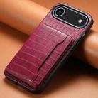 For iPhone 17 Air Crocodile Texture Card Bag Design Full Coverage Phone Case(Red) - 2
