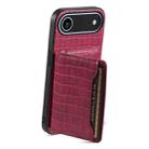 For iPhone 17 Air Crocodile Texture Card Bag Design Full Coverage Phone Case(Red) - 3