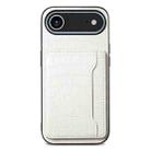For iPhone 17 Air Crocodile Texture Card Bag Design Full Coverage Phone Case(White) - 1