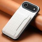 For iPhone 17 Air Crocodile Texture Card Bag Design Full Coverage Phone Case(White) - 2