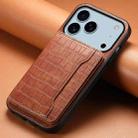 For iPhone 17 Pro Max Crocodile Texture Card Bag Design Full Coverage Phone Case(Brown) - 2