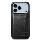 For iPhone 17 Pro Max Crocodile Texture Card Bag Design Full Coverage Phone Case(Black) - 1