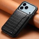 For iPhone 17 Pro Max Crocodile Texture Card Bag Design Full Coverage Phone Case(Black) - 2