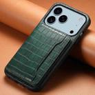 For iPhone 17 Pro Max Crocodile Texture Card Bag Design Full Coverage Phone Case(Green) - 2