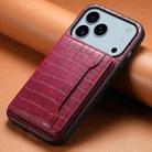 For iPhone 17 Pro Max Crocodile Texture Card Bag Design Full Coverage Phone Case(Red) - 2
