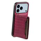 For iPhone 17 Pro Max Crocodile Texture Card Bag Design Full Coverage Phone Case(Red) - 3