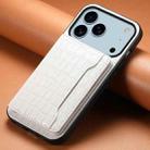 For iPhone 17 Pro Max Crocodile Texture Card Bag Design Full Coverage Phone Case(White) - 2