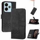 For Xiaomi Redmi 13 4G Cubic Skin Feel Flip Leather Phone Case(Black) - 1