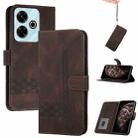 For Xiaomi Redmi 13 4G Cubic Skin Feel Flip Leather Phone Case(Brown) - 1