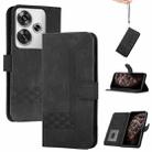 For Xiaomi Poco F6 / Redmi Turbo 3 Cubic Skin Feel Flip Leather Phone Case(Black) - 1