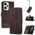 For Redmi Note 12 Turbo / Xiaomi Poco F5 Cubic Skin Feel Flip Leather Phone Case(Brown) - 1