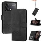 For Redmi Note 13R Pro / Xiaomi Poco X6 Neo Cubic Skin Feel Flip Leather Phone Case(Black) - 1