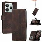For Redmi Note 14 4G 164.84mm Cubic Skin Feel Flip Leather Phone Case(Brown) - 1