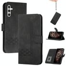 For Samsung Galaxy M35 Cubic Skin Feel Flip Leather Phone Case(Black) - 1