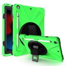 For iPad 10.2 2021 / 2020 / 2019 Shockproof Colorful Silicone + PC Protective Case with Holder & Shoulder Strap & Hand Strap & Pen Slot(Green) - 1